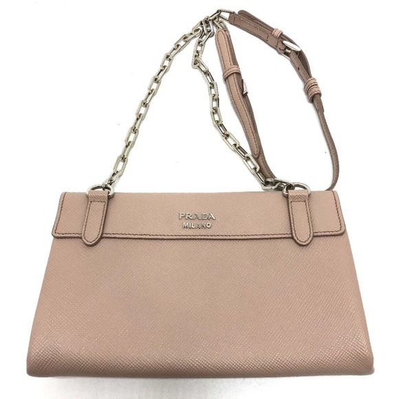 PRADA Cream Leather Saffiano Shoulder Bag - Picture 2 of 16